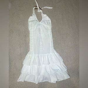 cute halter neck white dress.